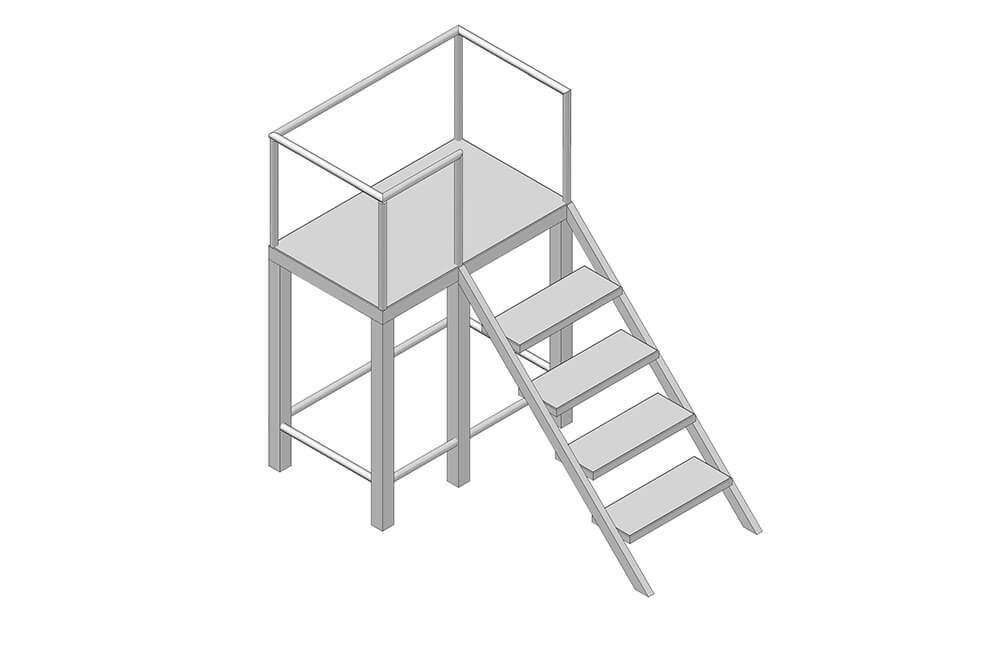 Алюминиевая  лестница с помостом фото 1