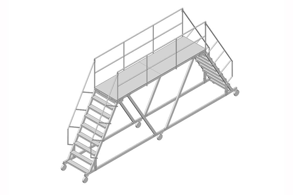 Лестница алюминиевая с платформой передвижная